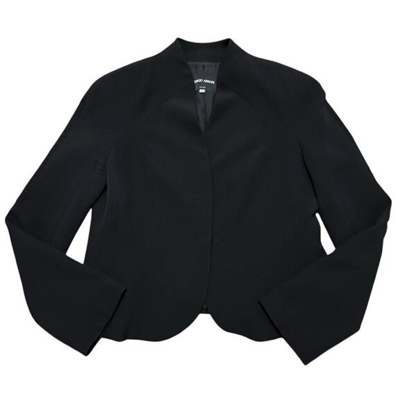 Giorgio Armani Silk Hidden Buttons Black Blazer Borgo 21 - Picture 1 of 13